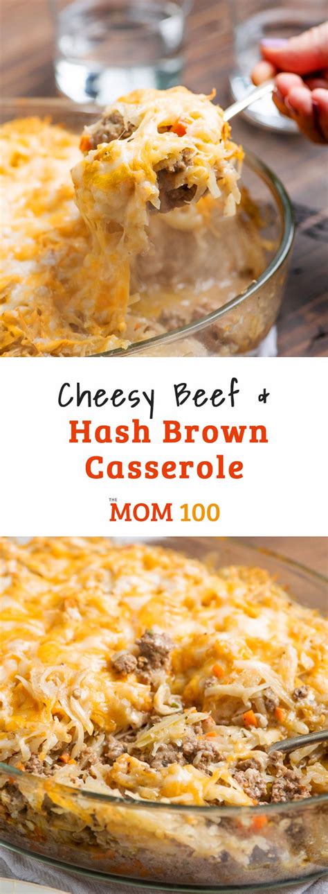Cheesy Beef Hashbrown Casserole Recipe In A Glass Dish