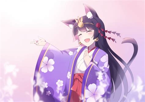 Download 1920x1080 Anime Cat Girl Smiling Closed Eyes