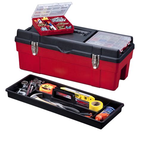 Stack On 26 Plastic Tool Box With 2 Removable Boxes Red