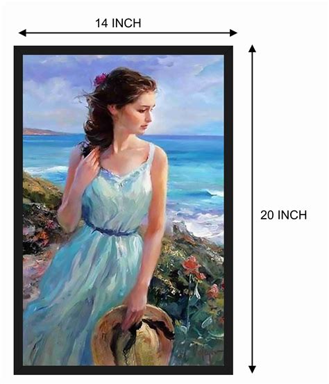 Hk Prints Hot And Beautiful Lady Painting With Frame X Inch Wood