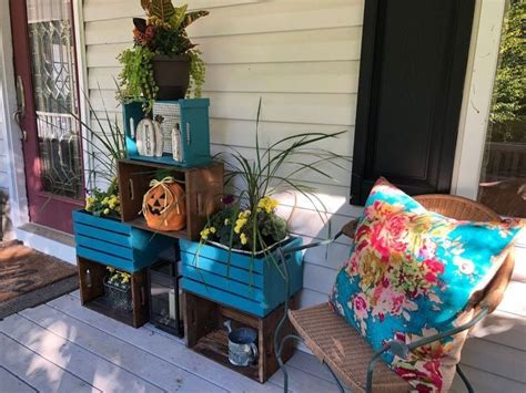 Wooden Crates As Fall Planters Front Door Porch Refresh Fall