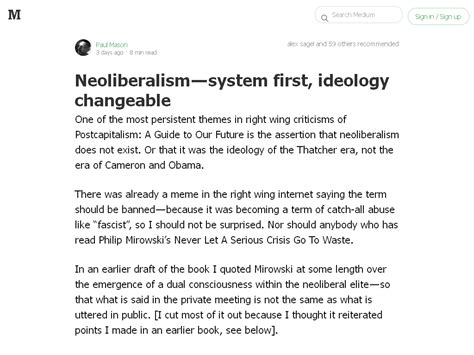 Neoliberalism — System First Ideology Changeable — Medium