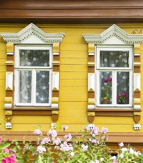 Fabulous Carved Wood Window Decorations Traditional Russian House Designs House Paint
