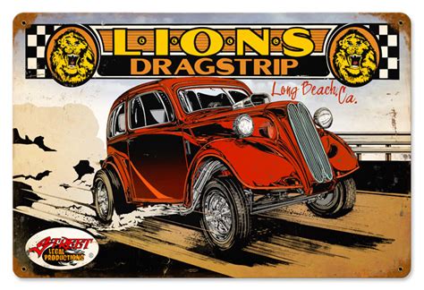 Lions Drag Strip Vintage Metal Sign