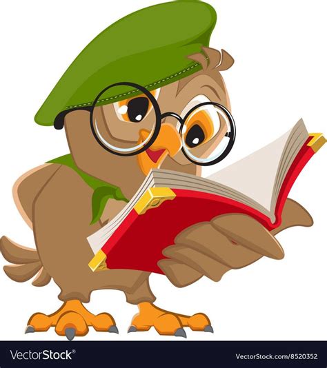 Owl Reading Book Scout Vector Image On Vectorstock Cute Owls