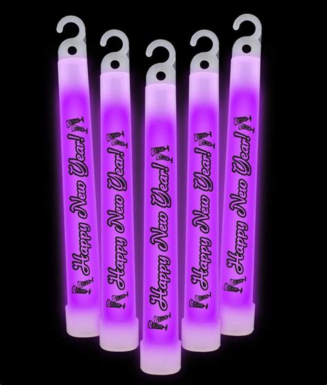 6 Inch Premium Happy New Year Glow Sticks Purple Glow
