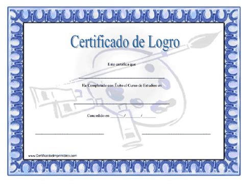 Certificado De Logro Estudios En Estudio De Arte Para Imprimir Los