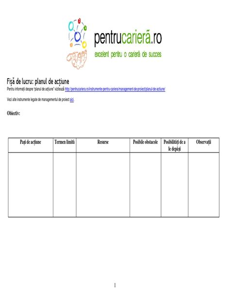 Planul De Actiune Fisa De Lucru Pdf