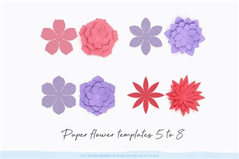 Small Flower Templates, 3D Flowers - SVG, DXF, EPS, JPEG, PDF By