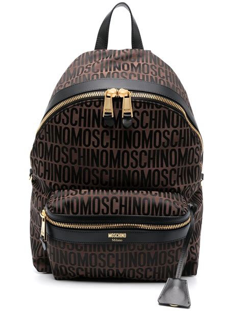 Moschino Brown Monogram Backpack Browns