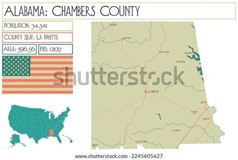 Large Detailed Map Chambers County Alabama Stock Vector Royalty Free