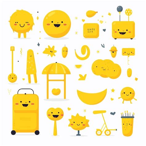 Premium Vector Yellowcolorobjectssetlearningcolorsforkids