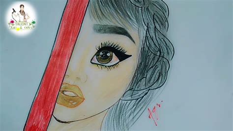 How To Draw Half Face Girl Drawingeasy Drawing Youtube