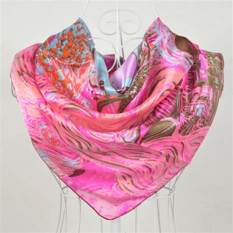 2015 Fashion T Dark Pink 100 Silk Scarf For Women9090cm Hot Sale Women Scarves Printed100