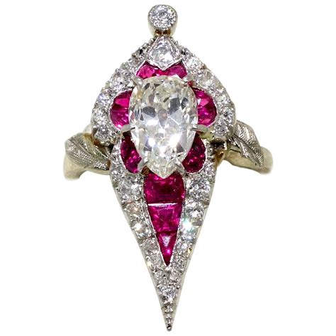 Art Deco Burma Ruby Diamond Platinum Ring At 1stdibs