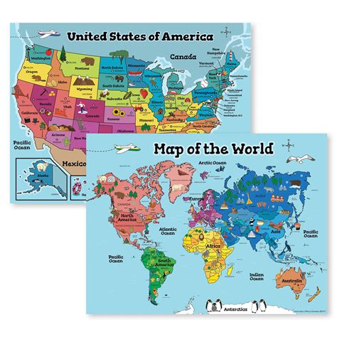 Buy Usa Wall Map And Kids World Map For Kids Wall Laminated Maps For