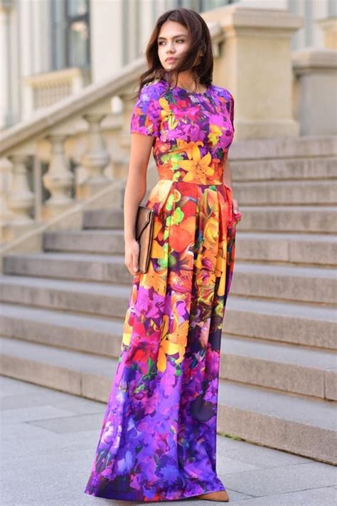 floral dress colorful dress maxi dress summer dress purple dress prom gown bridesmaid