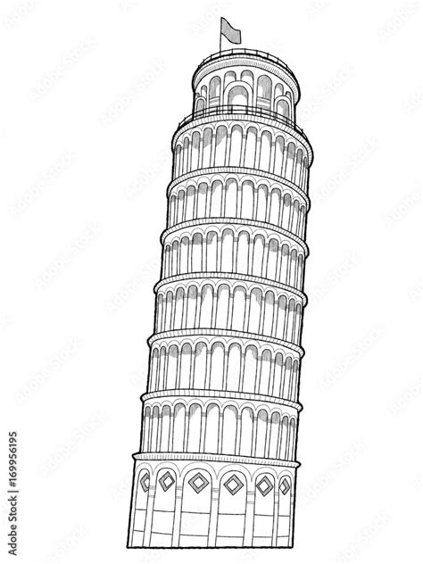 Vecteur Stock Leaning Tower Of Pisa Vector Illustration Hand Drawn Cartoon Art Adobe Stock