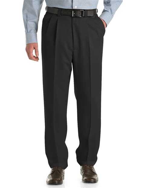 Oak Hill By Dxl Mens Big And Tall Waist Relaxer Pleated Microfiber