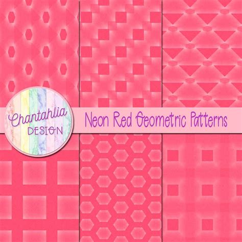 Free Digital Papers Featuring Neon Red Geometric Designs