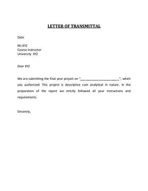 Hope you'll find this useful. Letter of transmittal and acknowledgement