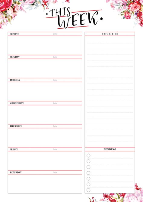 Weekly Planner Template Excel Word Template