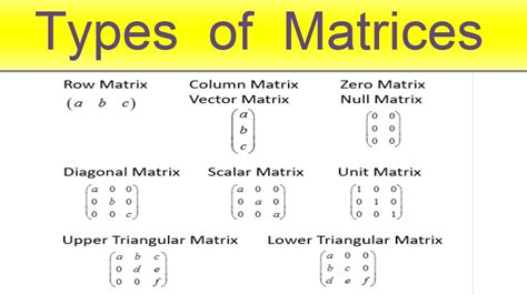 Types Of Matrices Youtube