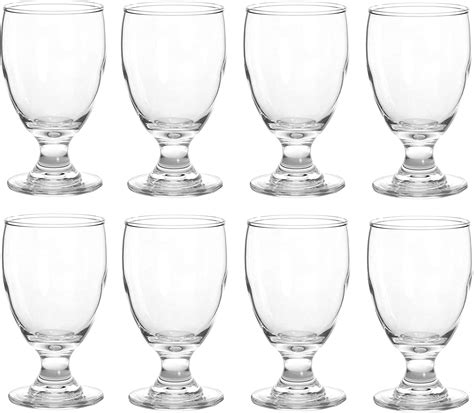 Epure Cremona Collection 8 Piece Water Goblet Glass Set Strong Stemmed Glasses For Drinking