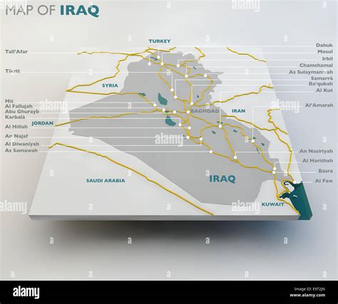Map Of Iraq With Marks On Gray Background Stock Photo Alamy