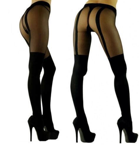 sensual mock suspender stockings tights sexy marilyn quality pantyhose 60 denier ebay