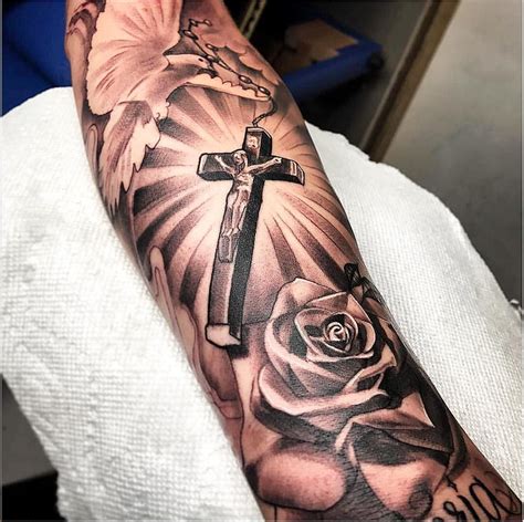 Cross With Roses Forearm Tattoo Orientfrau