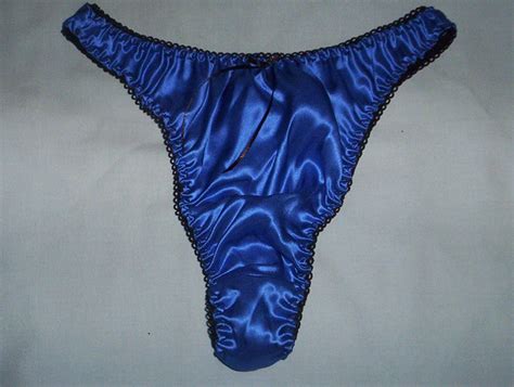 Royal Blue Pure Silk Satin Thong In Uk Sizes 8 20