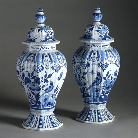 A Pair Of 19th Century Blue And White Delft Vases Timothy Langston