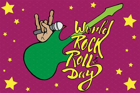 World Rock And Roll Day Vector Illustrations Creative Market