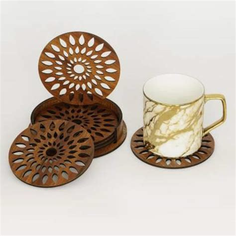 Wooden Tea Coaster With Stand For Dining Table Office Table Etsy
