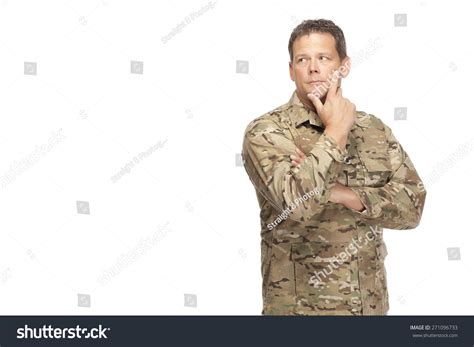 Us Army Soldier Sergeant Isolated Thinking Stock Photo 271096733