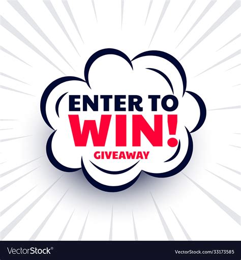 Enter To Win Giveaway Template Design In Comic Vector Image