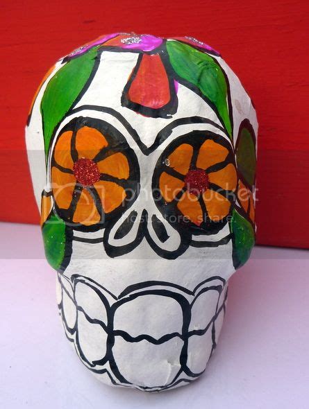 Glittery Sugar Skull Authentic Mexican Day Of The Dead Paper Mache
