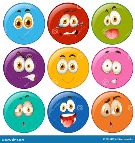 Facial Expressions In Circle Emoticon Stock Vector Image 57354925