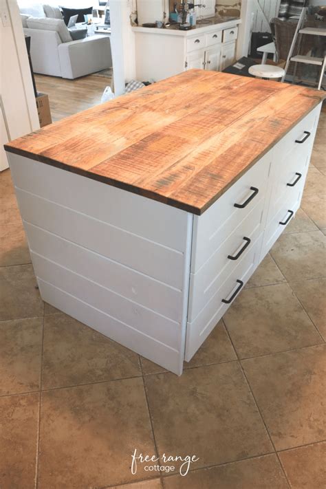 Ikea Diy Kitchen Island With Thrifted Counter Top Free Range Cottage