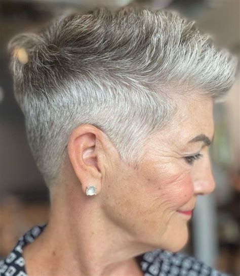 Low Maintenance Short Spiky Hair Idea For Older Women Short Grey