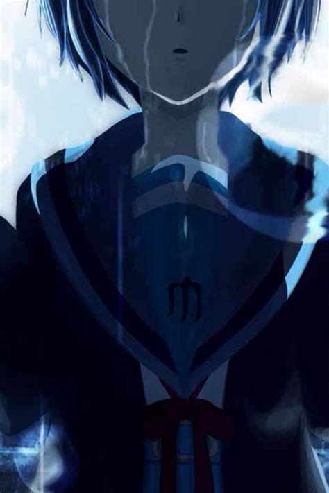 Female anime character, anime girls, white hair, long hair, sky. Girl, cry, rain, uniform, rain, depressing, wallpaper ...