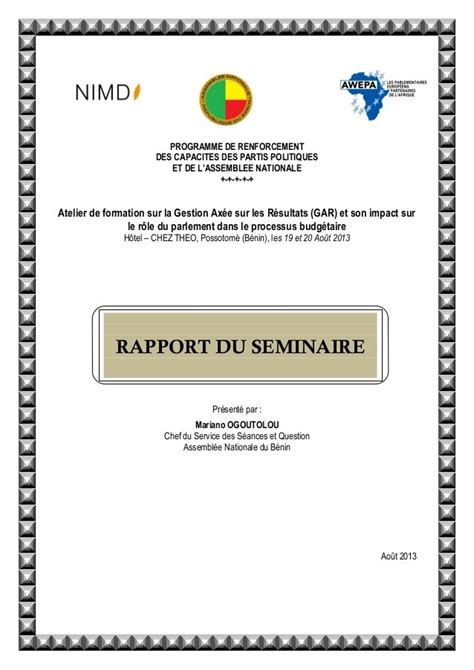 Rapport Gar Ii Rapport Du Seminaire1