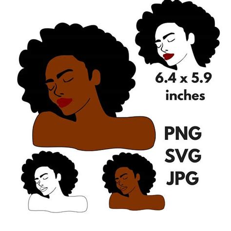 Black Woman Afro Silhouette Svg Clip Art Natural Nappy