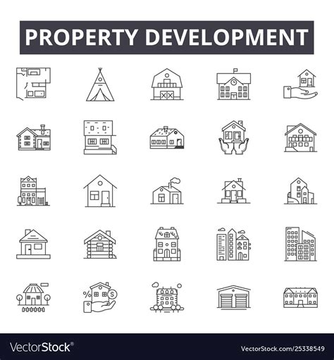 Property Development Line Icons Signs Set Vector Image