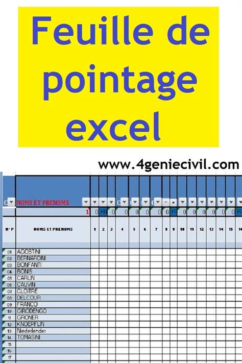 Modele Feuille De Pointage Excel Feuille De Présence Lecture De Plan