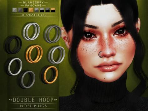 Double Hoop Nose Rings And Moon Nose Studs At Blahberry Pancake Sims 4