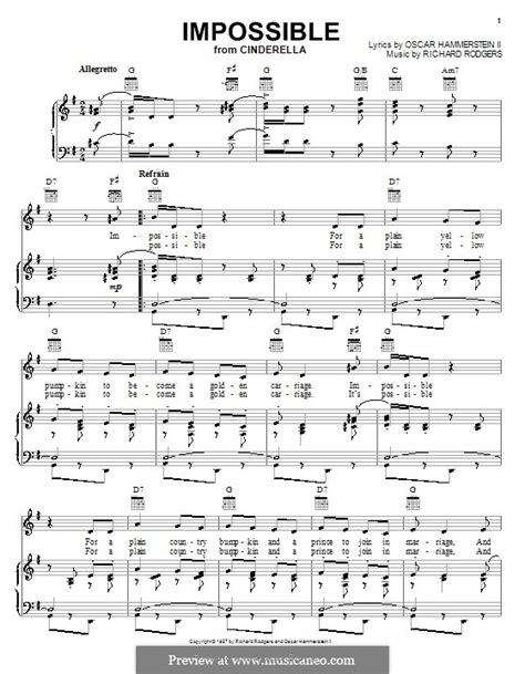Impossible From Cinderella By R Rodgers Sheet Music On Musicaneo