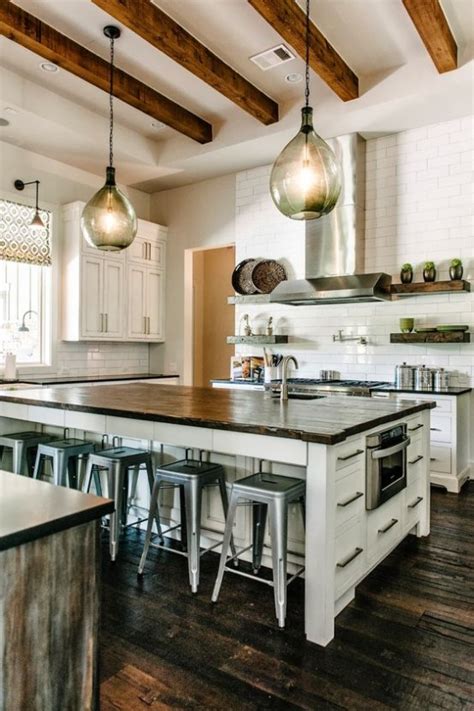 Rustic Industrial Kitchen Design Kitchen Beams Designs Inviting Exposed Wooden Digsdigs