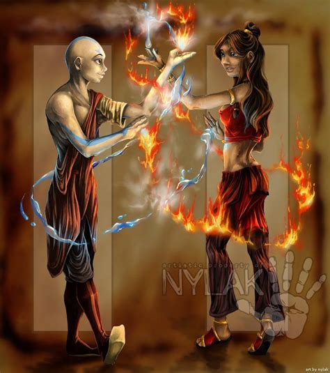 An Image Of Two People That Are In The Air With Fire Coming Out Of